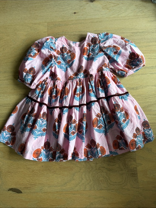 Pink Chicken Other - Pink Chicken Floral Puff Sleeve Dress with Orange & Teal Print 2T